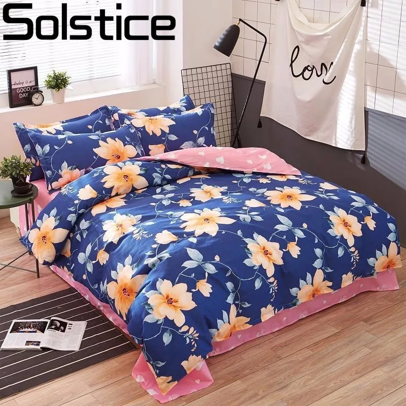 

Solstice Home Textile Fashion Pastoral Style 4 Pcs Bedding Set Bed Sheet+duvet Cover+pillowcase Cloud Bed Cover Bedlinens 45