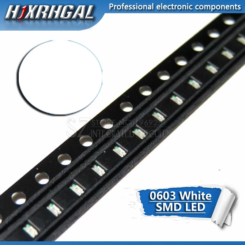 100pcs white 0603 SMD LED diodes light new and original hjxrhgal | Электронные компоненты и принадлежности