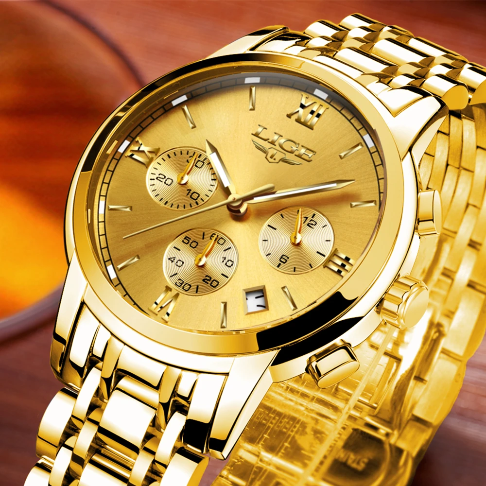 LIGE Luxury Brand Watches Men Fashion Sport Military Quartz Watch Men Full Steel Business Waterproof Clock Man Relogio Masculino
