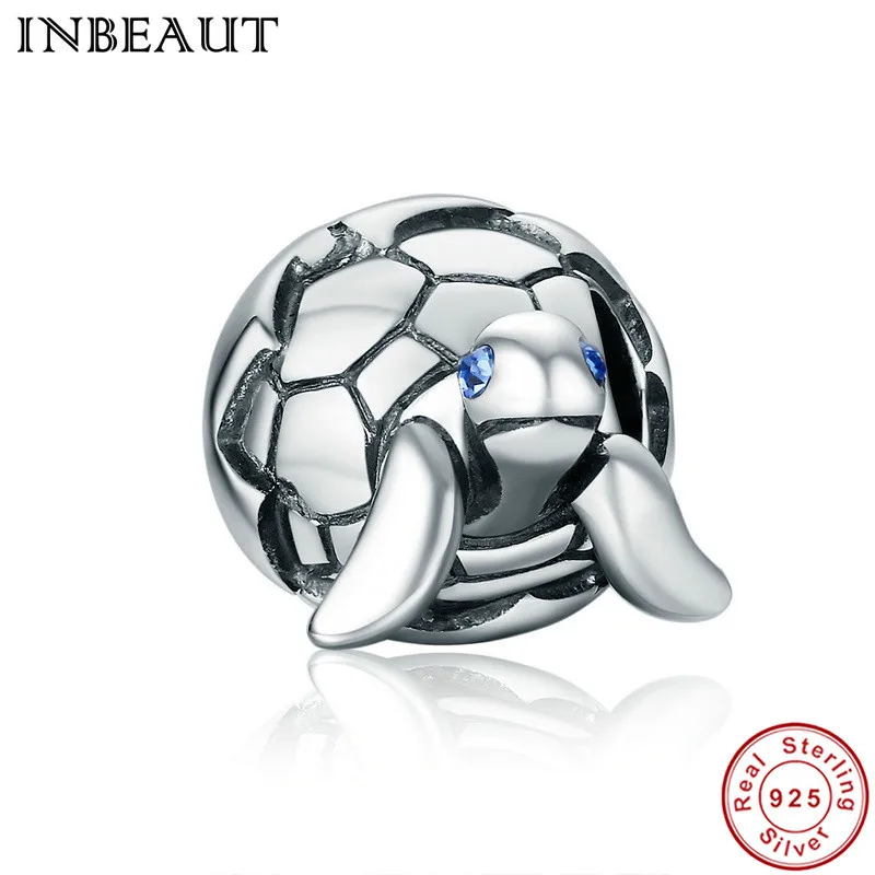 

INBEAUT Real 925 Sterling Silver Cute Ocean Aniaml Beads Clear CZ Cute Lovely Turtle Tortoise Beads Charm fit Pandora Bracelet