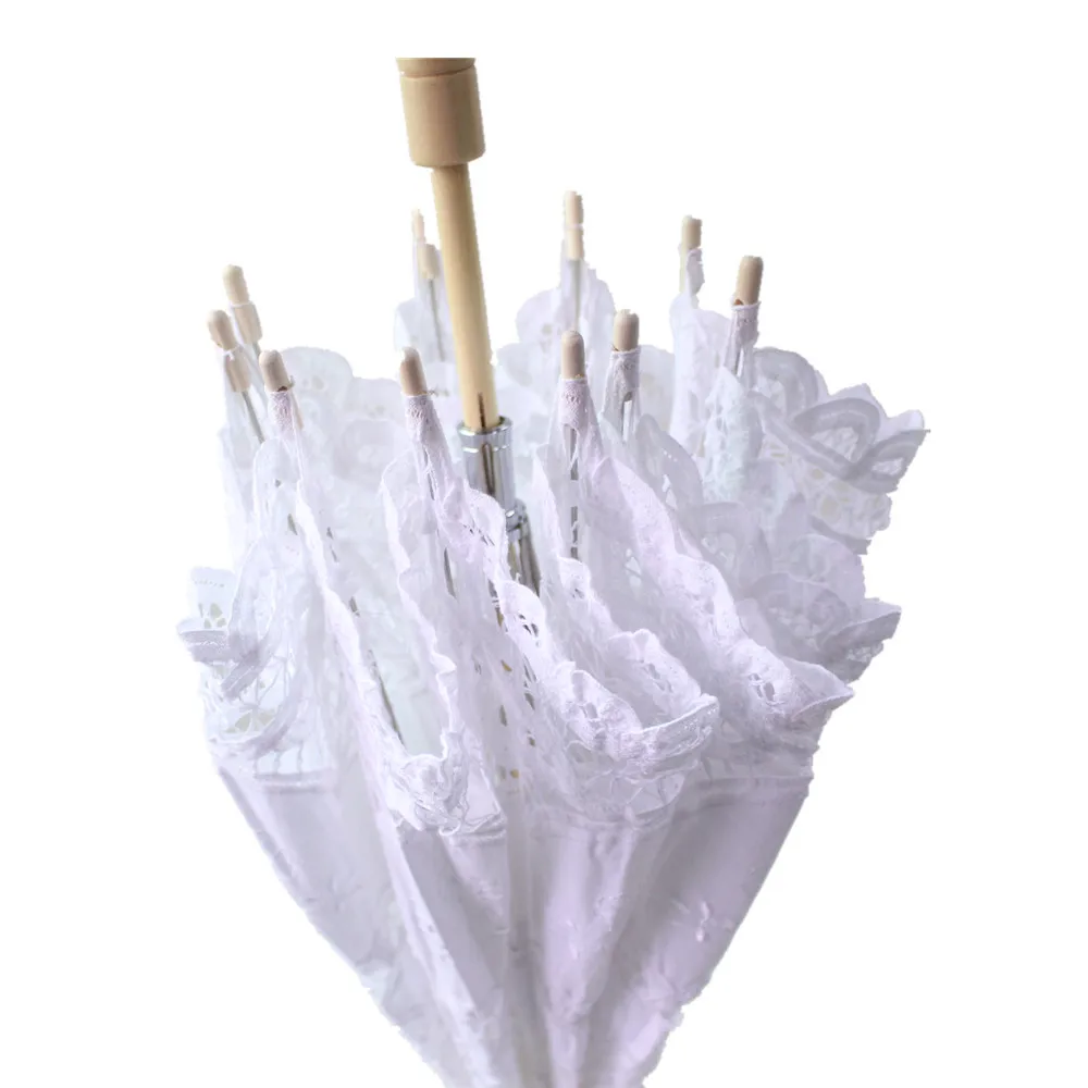 YO CHO Wedding Decoration Samll Vintage White Battenburg Lace Parasol Wedding Bride Umbrella
