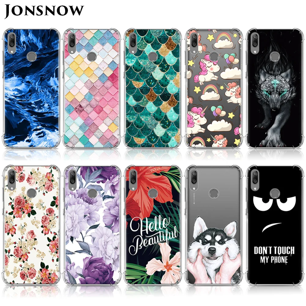 KHW2079_1_JONSNOW Soft Case for Huawei Y7 2019 Colorful 10 Patterns Silicone Case for Y7 Prime 2019 6.26 inch DUB-LX2 DUB-LX1 Anti-knock Protect Phone Cover