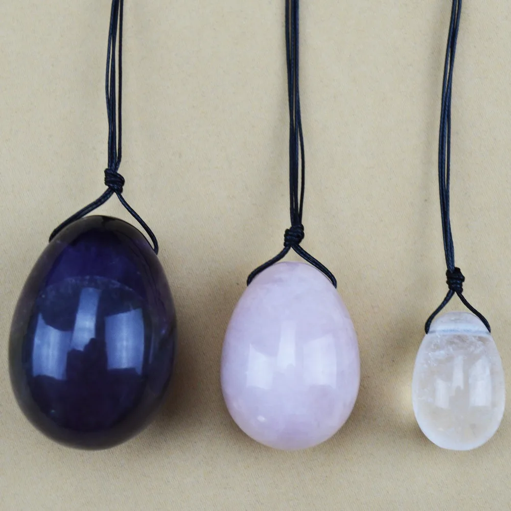 1 Set natural rock crystal drilled egg for kegel exercise pelvic floor muscles vaginal exercise yoni egg ben wa ball 1 Set natural rock crystal drilled egg for kegel exercise pelvic floor muscles vaginal exercise yoni egg ben wa ball