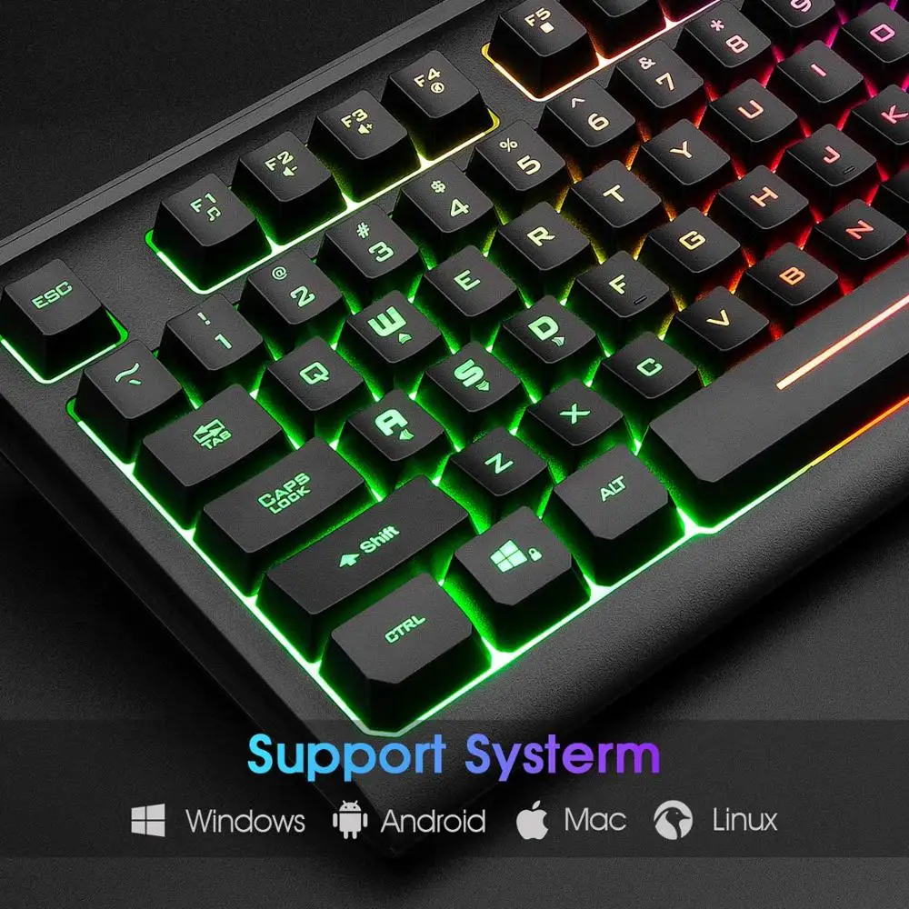 Rii RGB игровая клавиатура RK104, клавиатура с подсветкой, маленькая компактная компьютерная клавиатура 87 клавиш для Windows, ПК, ноутбука, рабочего стола
