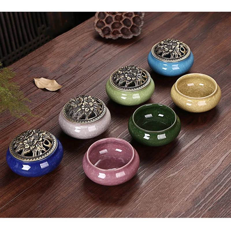 Retro Crack Line Porcelain Incense Burner Chinese Style Ceramic Cone Incense Burning Holder Censer Classic Decor Home drop ship