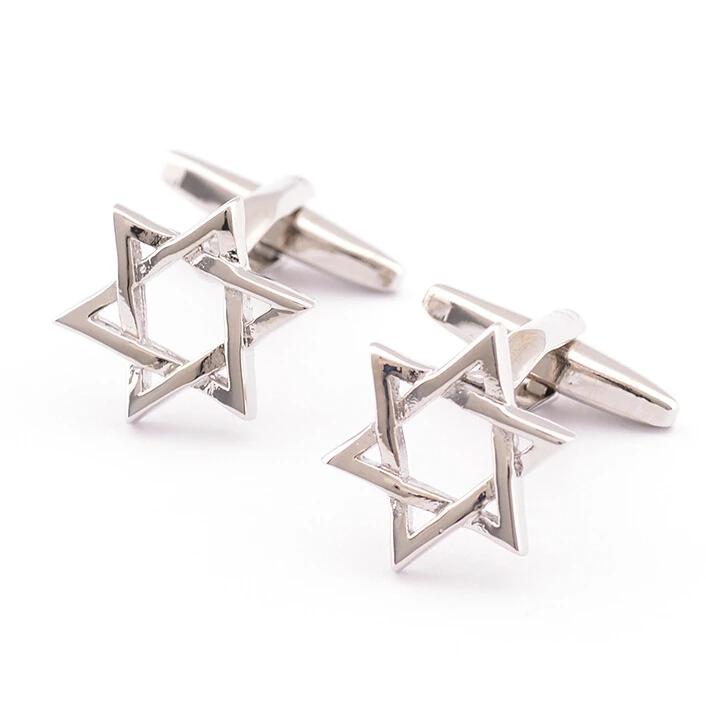 

F&U 2015 NEW ARRIVAL Elegant Men Cufflinks Glossy Mogen David Hexagram Pattern Exquisite Cuff Button Cuff-link