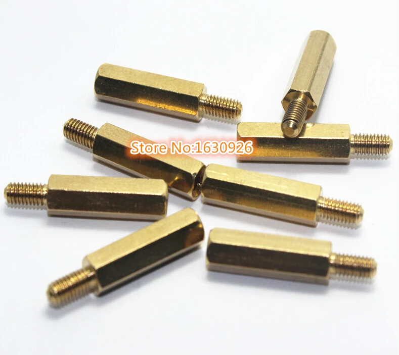 Free Shipping 50pcs M3 M3*40+6 Brass Spacer Hex Standoff Pillar M3 Male