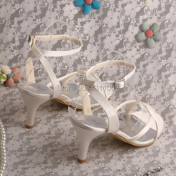 Г., простые женские свадебные Босоножки с открытым носком Сатиновые летние туфли для невесты на среднем каблуке цвета слоновой кости