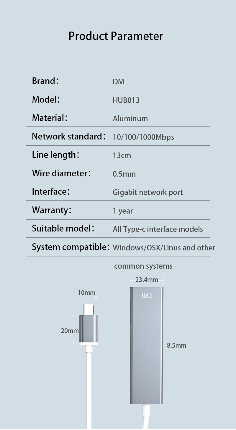 Тип C 3 порта USB3.0 высокоскоростной концентратор с 1000 Мбит/с ethernet порт CHB013 поддержка 1 ТБ HDD скорость передачи данных до 300 МБ/с