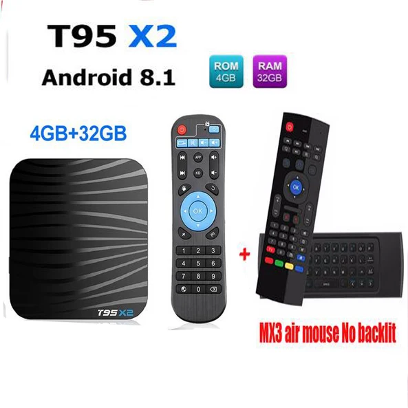 T95 X2 Смарт ТВ коробка Android 8 1 4 ГБ 32 Amlogic S905X2 четырехъядерный 2 4G Wifi H.265 4K Youtube