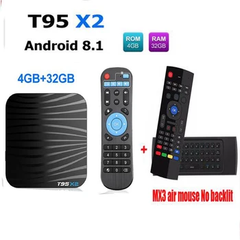 

T95 X2 Smart TV BOX Android 8.1 4GB 32GB Amlogic S905X2 Quad Core 2.4G Wifi H.265 4K Youtube Media Player Set top Box