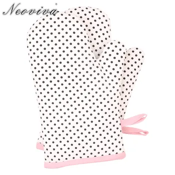 

Neoviva Retro Denim Quilted Oven Gloves for Children Set of 2 Wendy Polka Dots White Vintage Cute Protective Kitchen Bake Glove