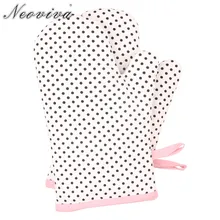 Neoviva Retro Denim guantes acolchados para horno para niños conjunto de 2 Wendy lunares blanco Vintage lindo guante protector de cocina para hornear