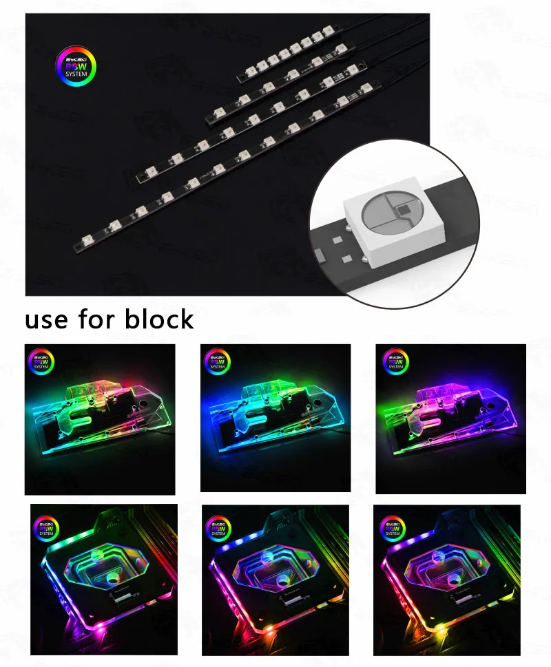 Светодиодная лента Bykski для ЦП GPU Block/12 V 4PIN RGB strip/5 V 3PIN A-RGB светильник/Поддержка AURA SYNC в M/B