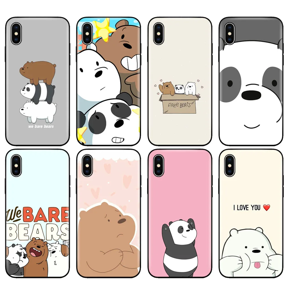 

Black tpu case for iphone 5 5s se 6 6s 7 8 plus x 10 case silicone cover for iphone XR XS MAX case we bare bears