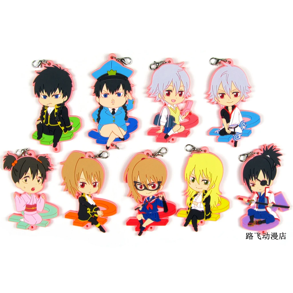 Фигурка героя аниме GINTAMA Sakata Gintoki Okita Sougo Hijikata Toushirou Kondou Isao резиновый брелок