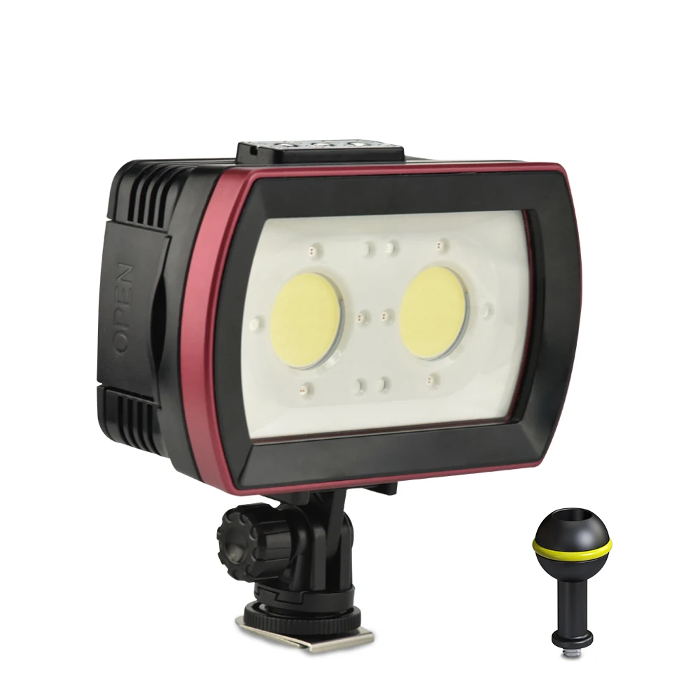 

7000-7500K PC110 + Aluminum Alloy LED Video Light Lamp with 1/4 inch screw hole Waterproof depth up 40M/130ft Photography Light
