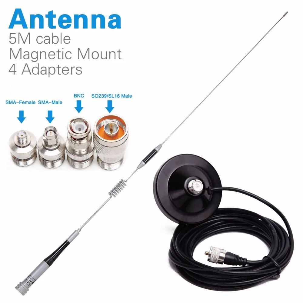 Diamond SG-M507 Dual Band антенна + магнитное крепление + SMA-F/SMA-M/BNC/SL16 4 адаптеры для Baofeng UV-5R Walkie Talkie мобильного радио