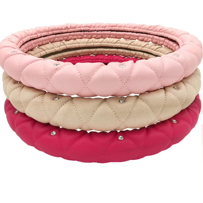 

High Quality Car Steering Covers Steering Cover Crystal Diamond Car Steering Wheel Four Seasons Women