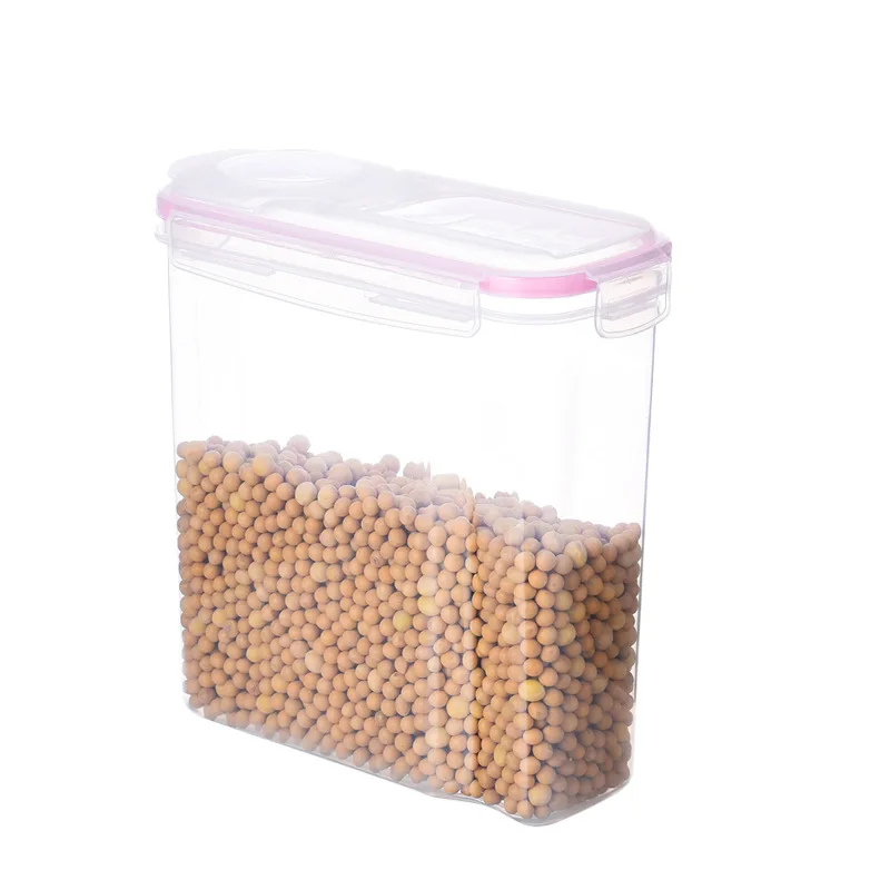 Kitchen Transparent Storage Box Grains Beans Storage Contain Sealed Home Organizer Food Container Refrigerator Storage box - Цвет: Розовый