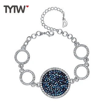 

TYTW Crystals from Austrian Cloth Fashion Shiny Women Bracelet Pendant Charm Party Jewelry Round Charm Crystal Woman Bangle