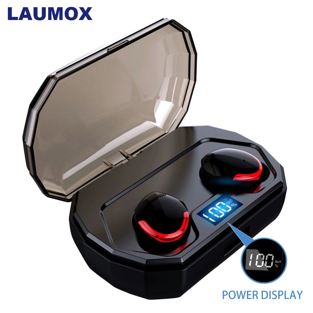 

LAUMOX TWS Bluetooth Headset Waterproof Wireless Earphone HiFi Music Sport Earbuds With LCD Screen 2000mAh Mobile Power Earphone