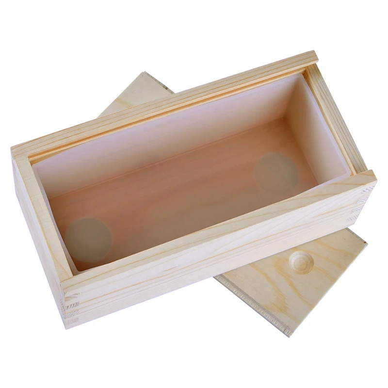 Silicone Soap Molds Rectangle Loaf Soap Mould with Wooden Box Handmade Making Tool silicone mold soap molds