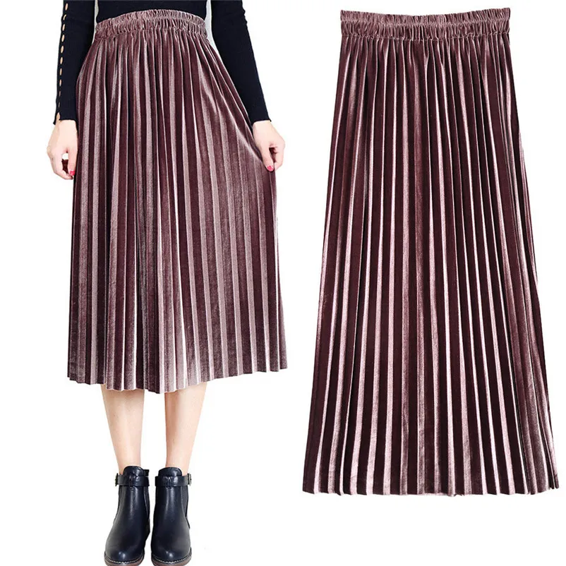 NEW Fashion 2018 Summer style skirts womens Pleated Skirt Vintage High Waist straight Skirt Long Skirts Femme Saia Y05#N (17)
