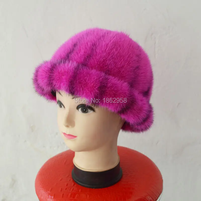 

SJ927-03 Bright Pink Formal Young Lady Collection Hats with Real Fur
