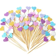 Новое поступление 10X Блеск Мерцающий любовь сердце украшения для кексов знак Свадебные Детские вечерние украшения торта