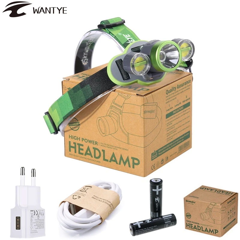 10000lm XM-L2+2COB Headlight LED Headlamp USB Rechargeable Head lamp 18650 Head Torch Flashlight Camping Sport Light