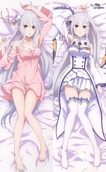 

Re: Life in a different world from zero Emilia Japanese Anime Dakimakura Life-sized Hugging Body Pillow Cover Throw pillows