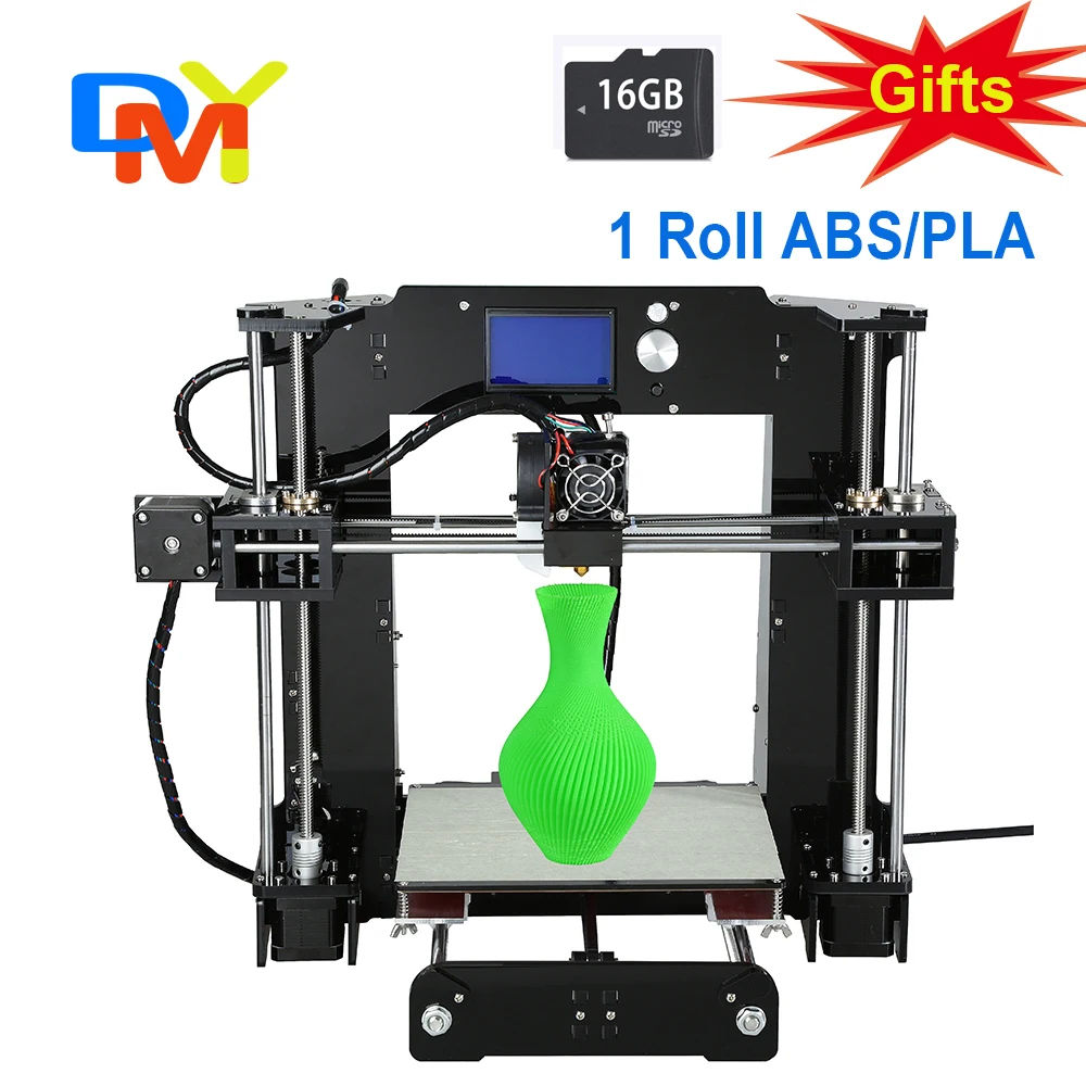  2015 Upgraded Quality High Precision Reprap Prusa i3 DIY 3d Printer kit with 1 Rolls Filament 16GB SD card and LCD for free 
