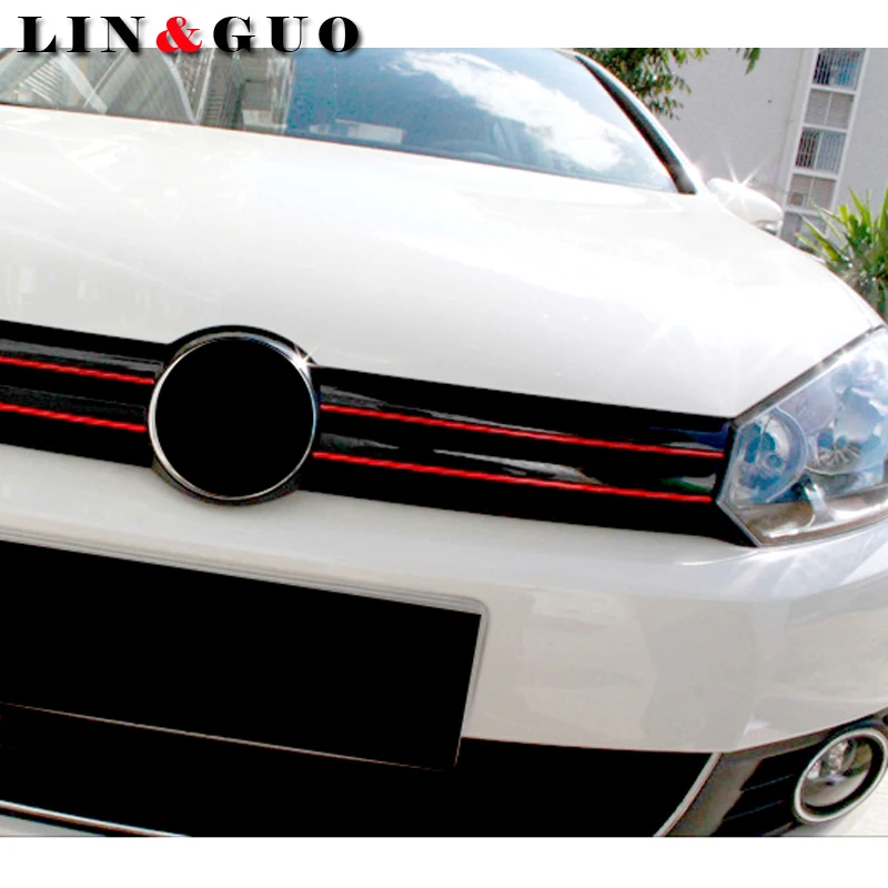 

Case For Volkswagen CC GOLF 7 Golf 6 MK6 Polo GTI VW Tiguan Red Line Reflective Car Sticker Front Grille Trim Strip car styling