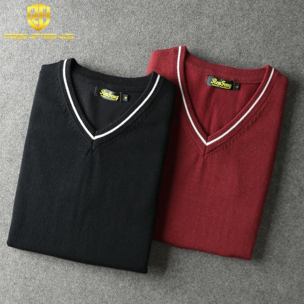 2018 Spring Autumn Wool Sweater Vest men Sleeveless V-Neck Knitted Vest Male casual tank tops pullover oversize Sweater Dress (1)