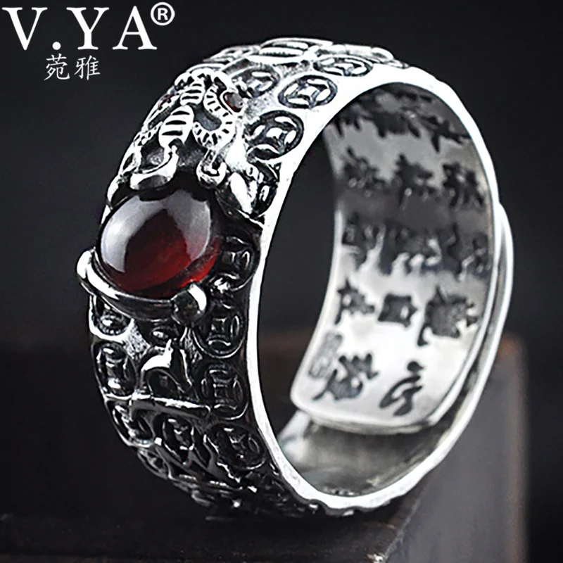 Buy V.YA Natural Red Stone Rings for Men Women