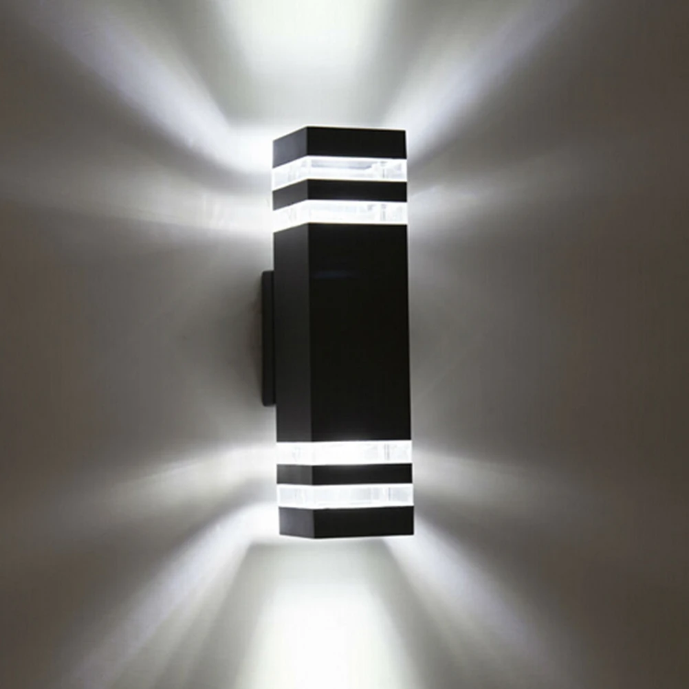 

5W Wall Pack Alluminum Light Rectangle Shaped LED Wall Lamp Double-Head Lamp For Garden Decoration Waterproof (Black)