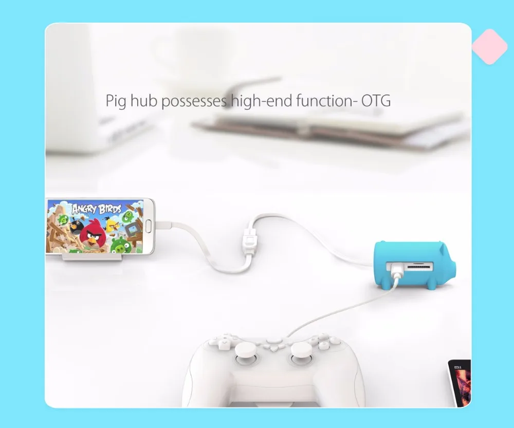 ORICO Cute Pig 4 порта USB 3,0 OTG концентратор USB разветвитель поддержка устройство для чтения карт SD TF для MacBook Air ноутбук ПК USB3.0 концентратор