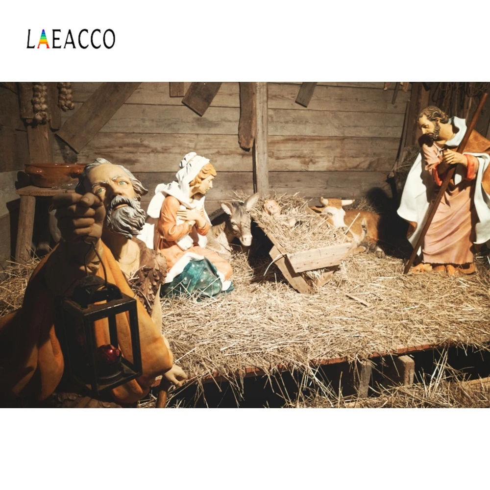

Laeacco Nativity scene Backdrop Sculpture Christ Believer Portrait Photography Background Photographic Backdrop For Photo Studio