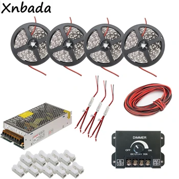 

SMD5050 Led Strip White/Warm White/Red/Blue Flexible Light,Led Dimmer Controller Power Supply Adapter Kit 5M 10M 15M 20M