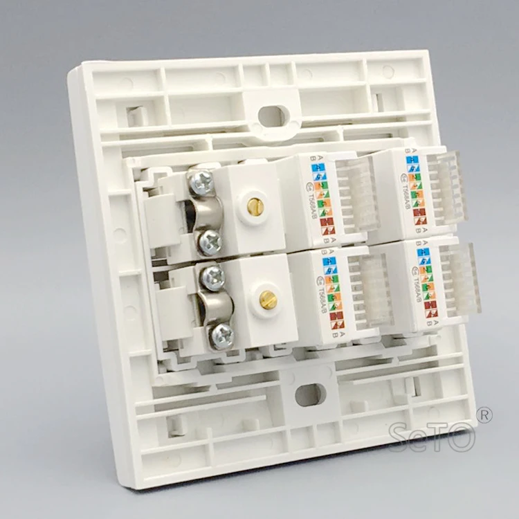 SeTo 86 Тип 2 порта Закрытая схема ТВ+ 4 порта Cat5e RJ45 сетевой настенной плиты гнездо Keystone Лицевая панель
