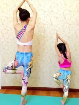 

JIGERJOGER 2016 Mami Child Matching Dress Yoga PantS 2PCS succubus Banshee Full length Sports Legging Fitness Workout set Pant