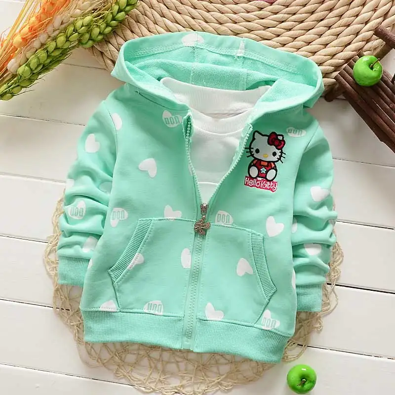 New spring100 cotton Casual Baby Girls Cartoon Kitty love heart Pattern Children s Sweatshirts Outwear Coats