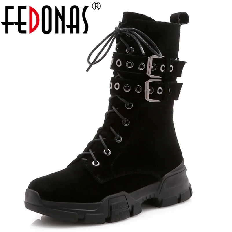 

FEDONAS Fashion Brand Buckles Rivets Women Ankle Boots Zipper Warm Autumn Winter Short Martin Shoes Woman Rock Boots