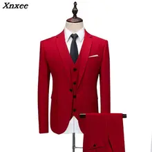 (Jacket+Vest+Pants) New men's suit 2018 Wedding Groom dress suit Tuxedos business casual Solid Color 3 Pieces set Large size 6XL