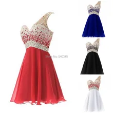 Элегантный Фото Сексуальная Одно Плечо Короткие Homecoming Платья Бисероплетение vestido де феста Формальное Вечернее Платье для Партии