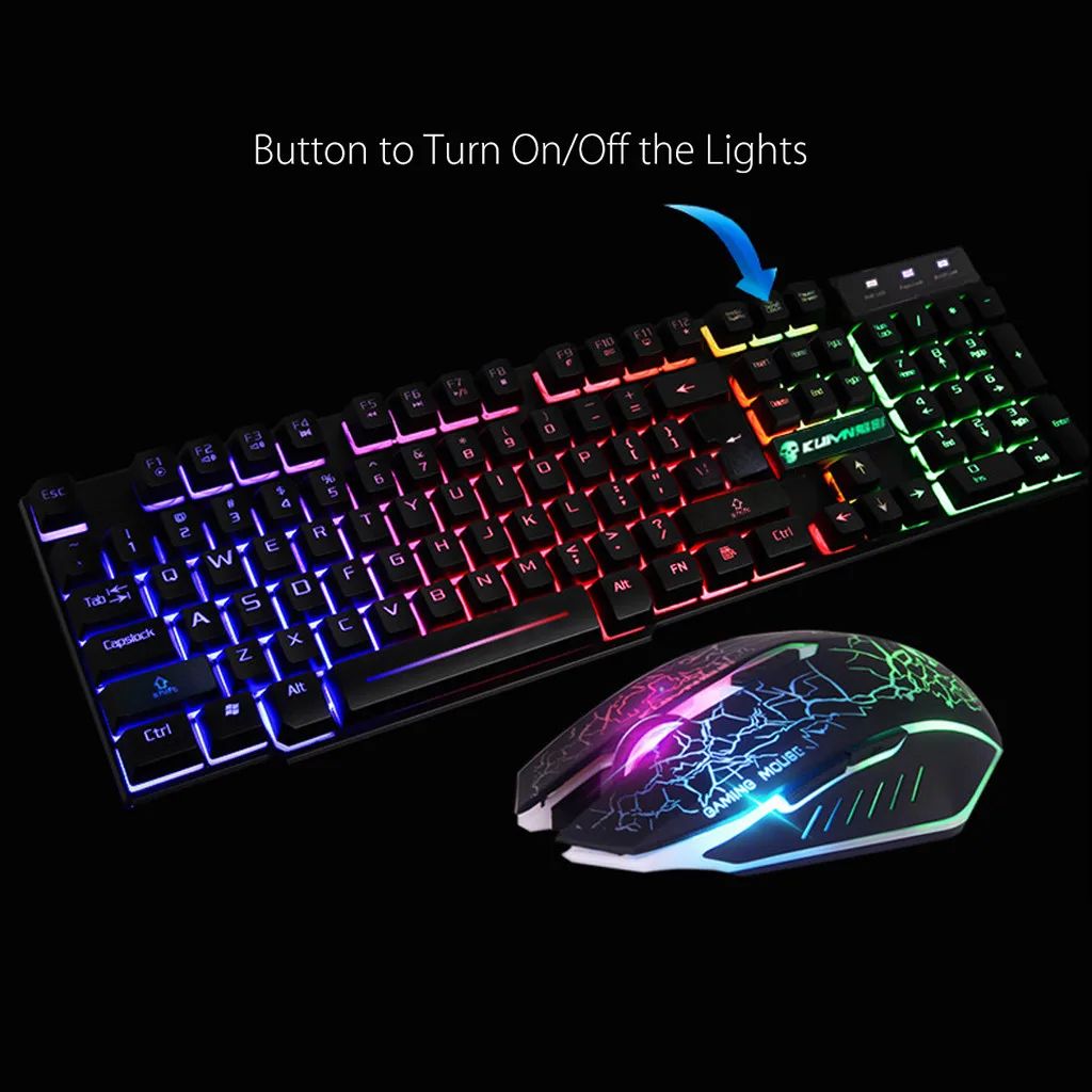Водонепроницаемый дизайн T6 Радужный красочный светильник с подсветкой Usb эргономичная игровая клавиатура и мышь набор для ПК ноутбуков игра Новинка