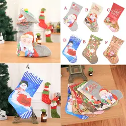 Рождественские носки Санта Клаус Снеговик конфеты подарок мешок елку висит рождественские носки украшения Новый год Декор для дома O07