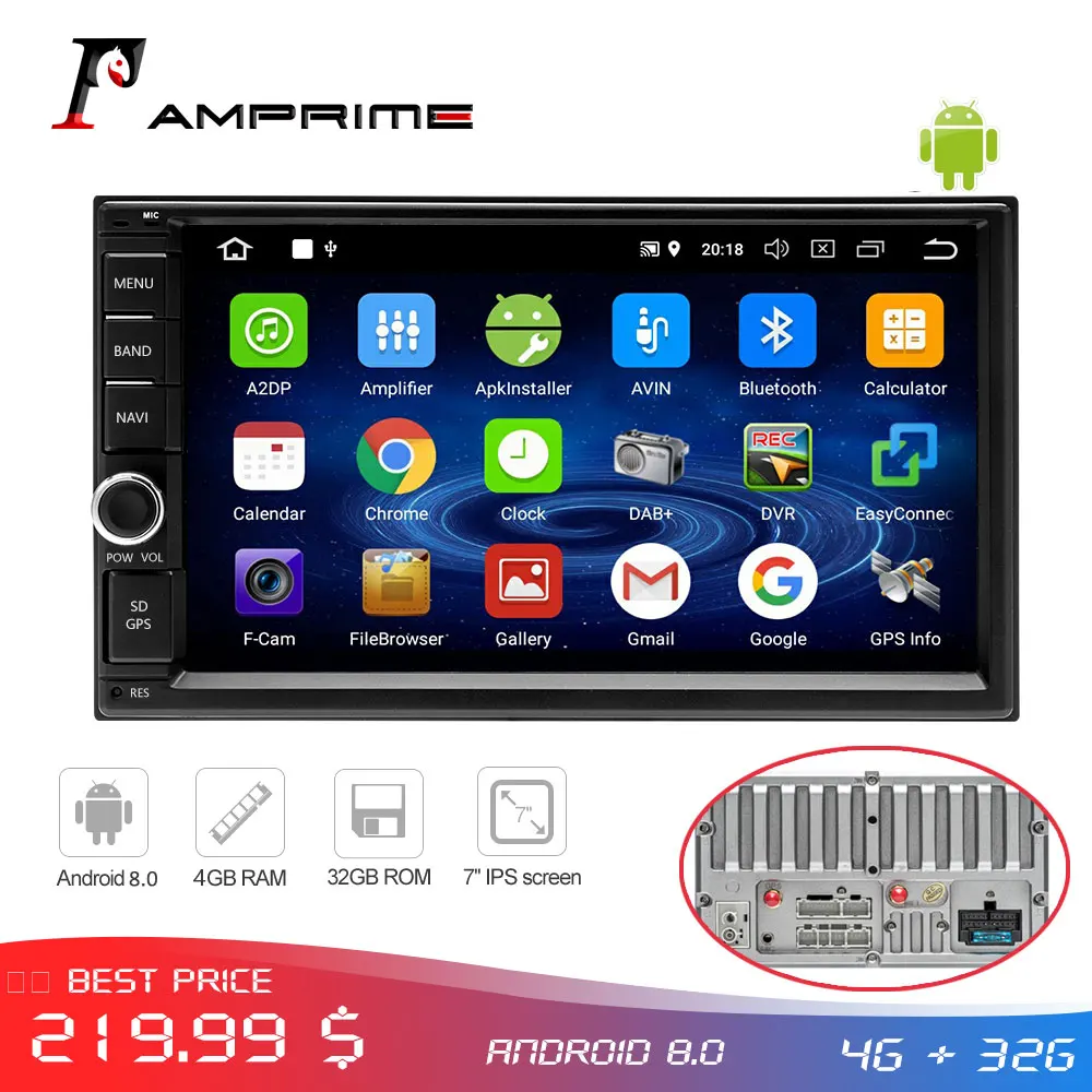 

AMPrime 2din Android 8.0 Car Radio Octa Core 4G+32G Universal Double 7" 2 Din Audio Stereo GPS Navigation Car Multimedia Player