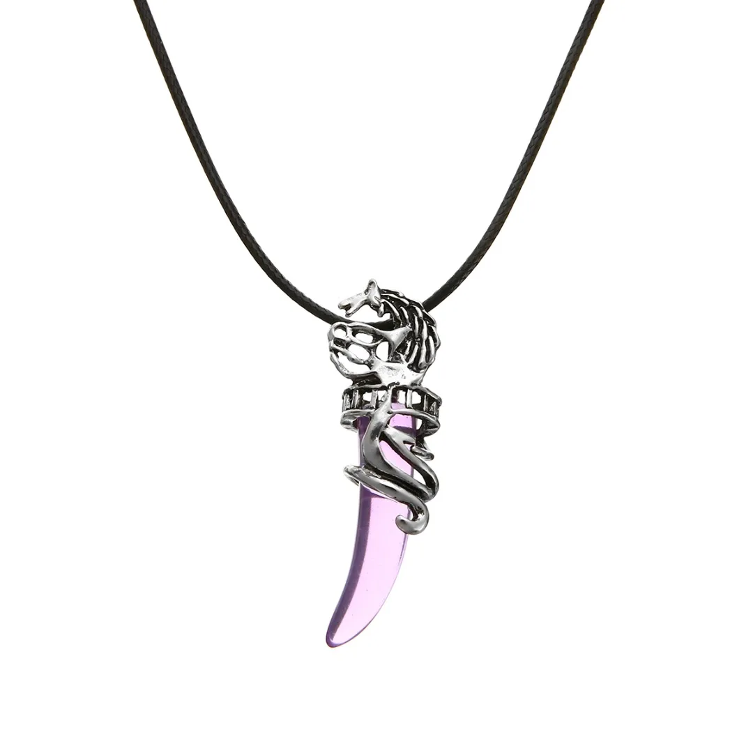 Men Antique Wolf Fang Tooth Pendant Necklace Popular Stainless Steel Wolf Tooth Leather Chain Necklace Antique Jewelry collares